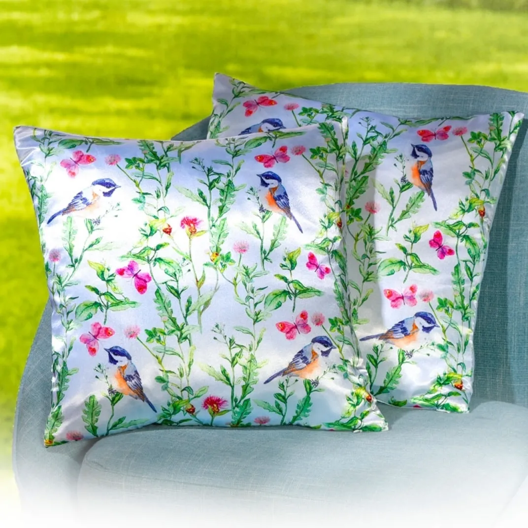 Décorations-Tempsl 2 housses satin oiseaux