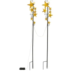 Décorations Extérieures Noël|Décorations Lumineuses-Tempsl 2 piquets 7 étoiles