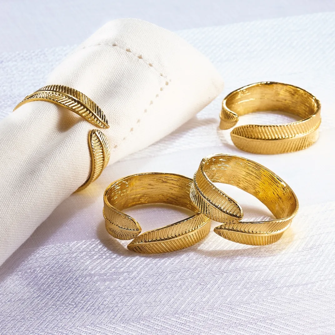 Table De Noël|Art De La Table-Tempsl 4 ronds de serviette plume