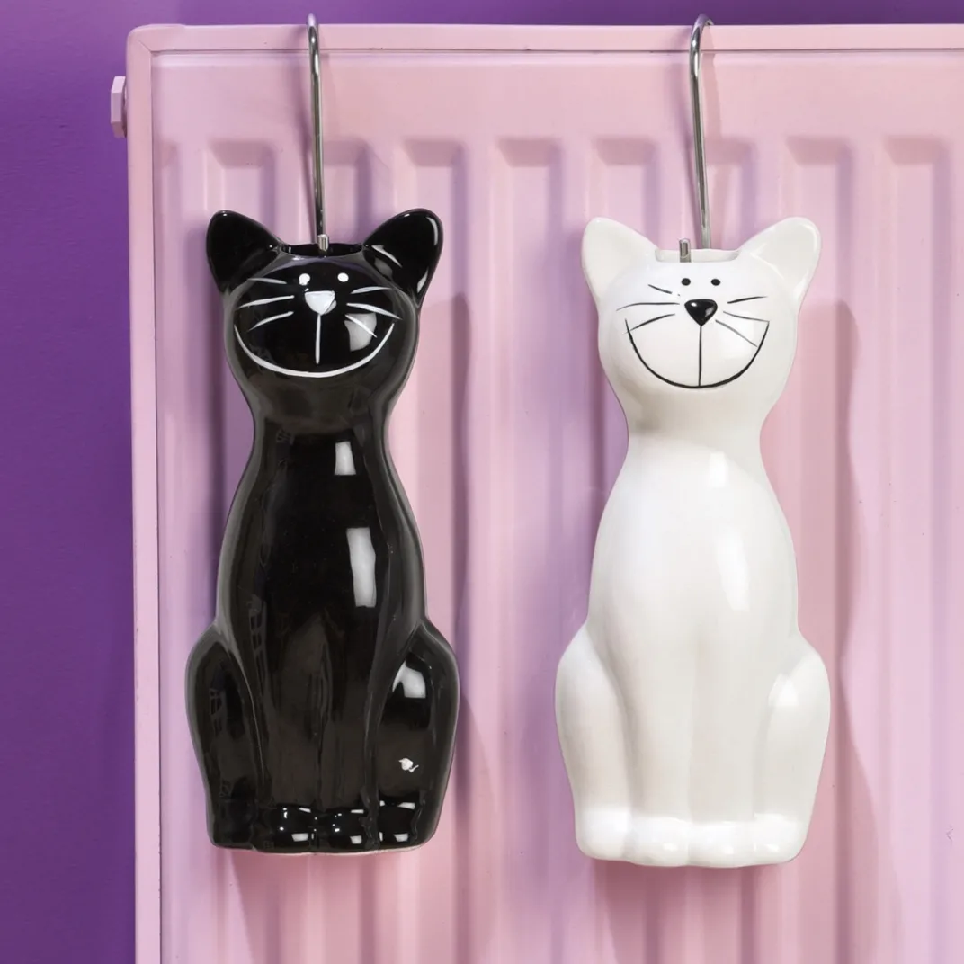 Décorations|Accessoires Bricolage Et Astuces-Tempsl 2 saturateurs chats noir + blanc