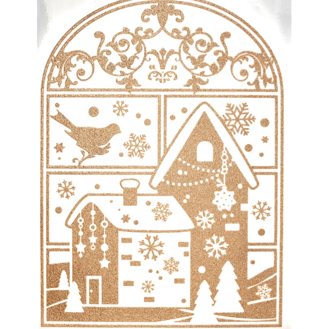 Décorations Intérieures Noël|Décorations Extérieures Noël-Tempsl 4 stickers dorés