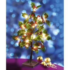Décorations Intérieures Noël|Accessoires Mode-Tempsl Arbuste houx LED