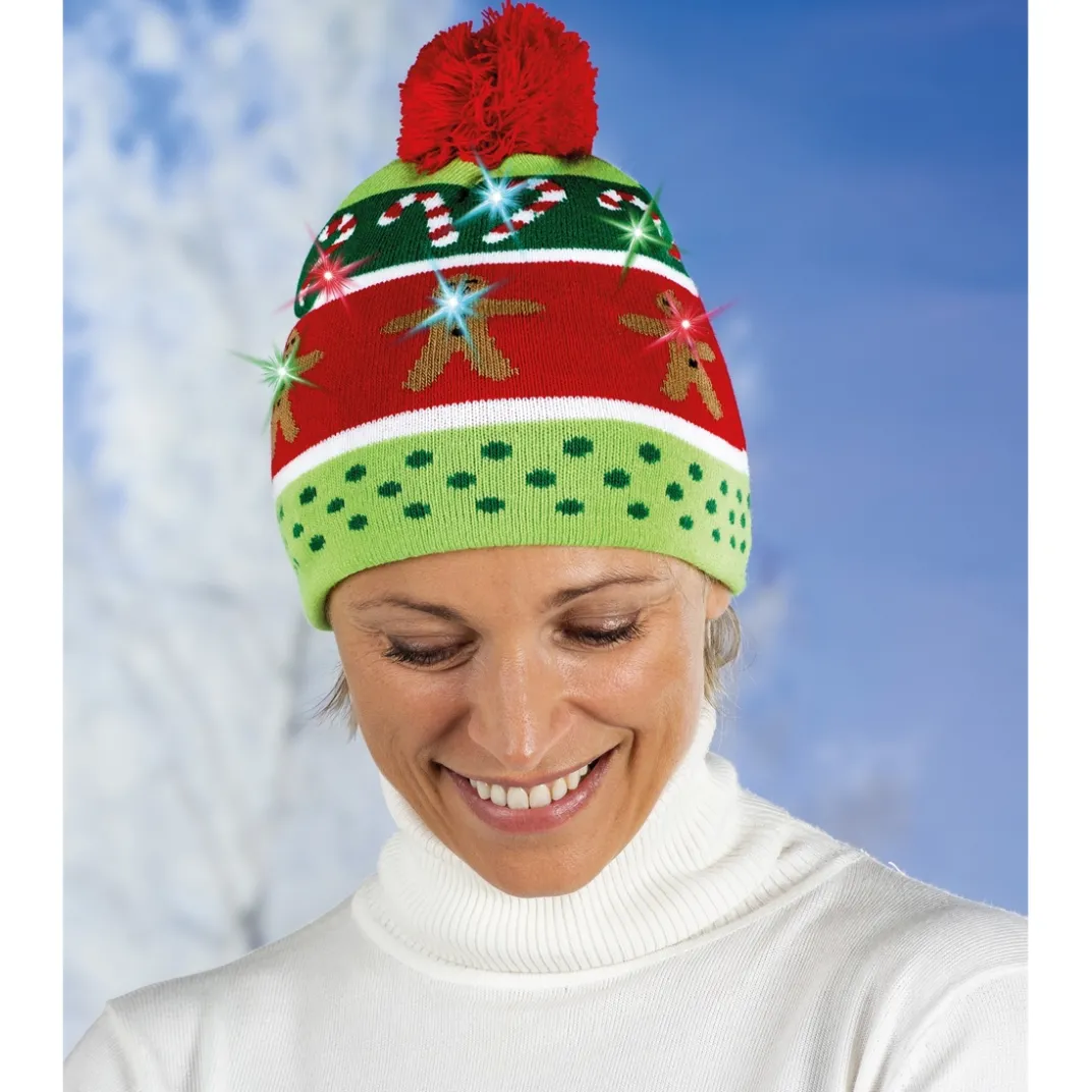 Accessoires Mode|Décorations Intérieures Noël-Tempsl Bonnet lumineux Pain d'épices ou Sapin de Noël