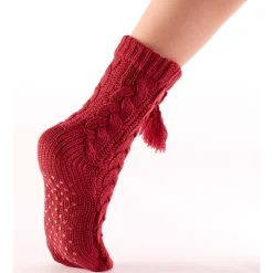 Chaussures, Chaussons Et Accessoires-Tempsl Chaussettes tricot antiglisse : Bordeaux ou Beige