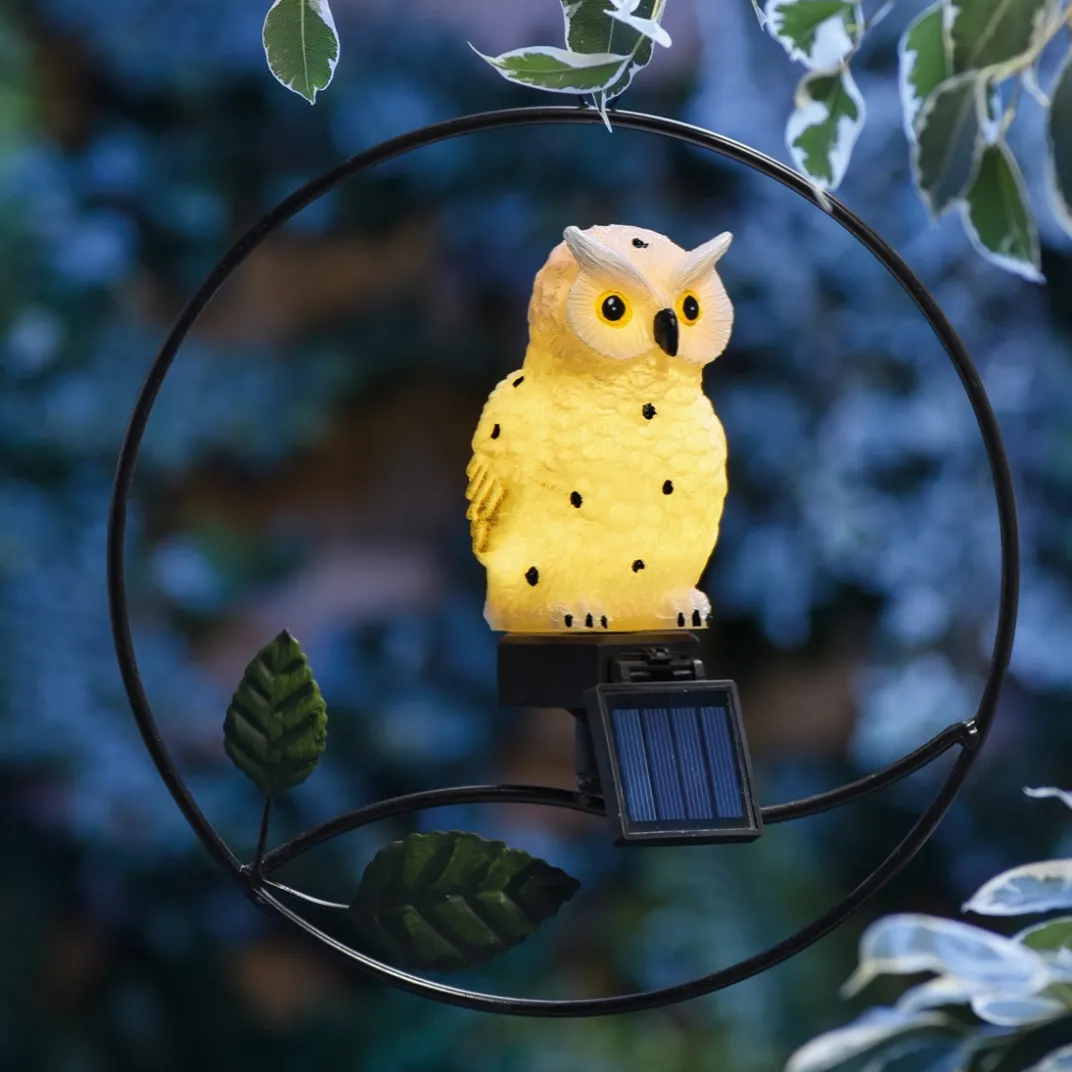 Décorations Jardin Et Extérieur-Tempsl Chouette blanche solaire