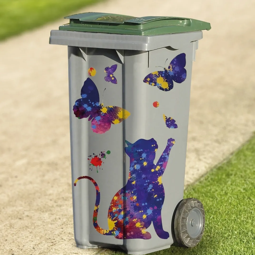 Décorations Jardin Et Extérieur-Tempsl Décoration poubelles chat