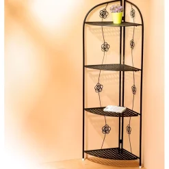Décorations|Petits Meubles-Tempsl Etagère d'angle à fleurs en métal