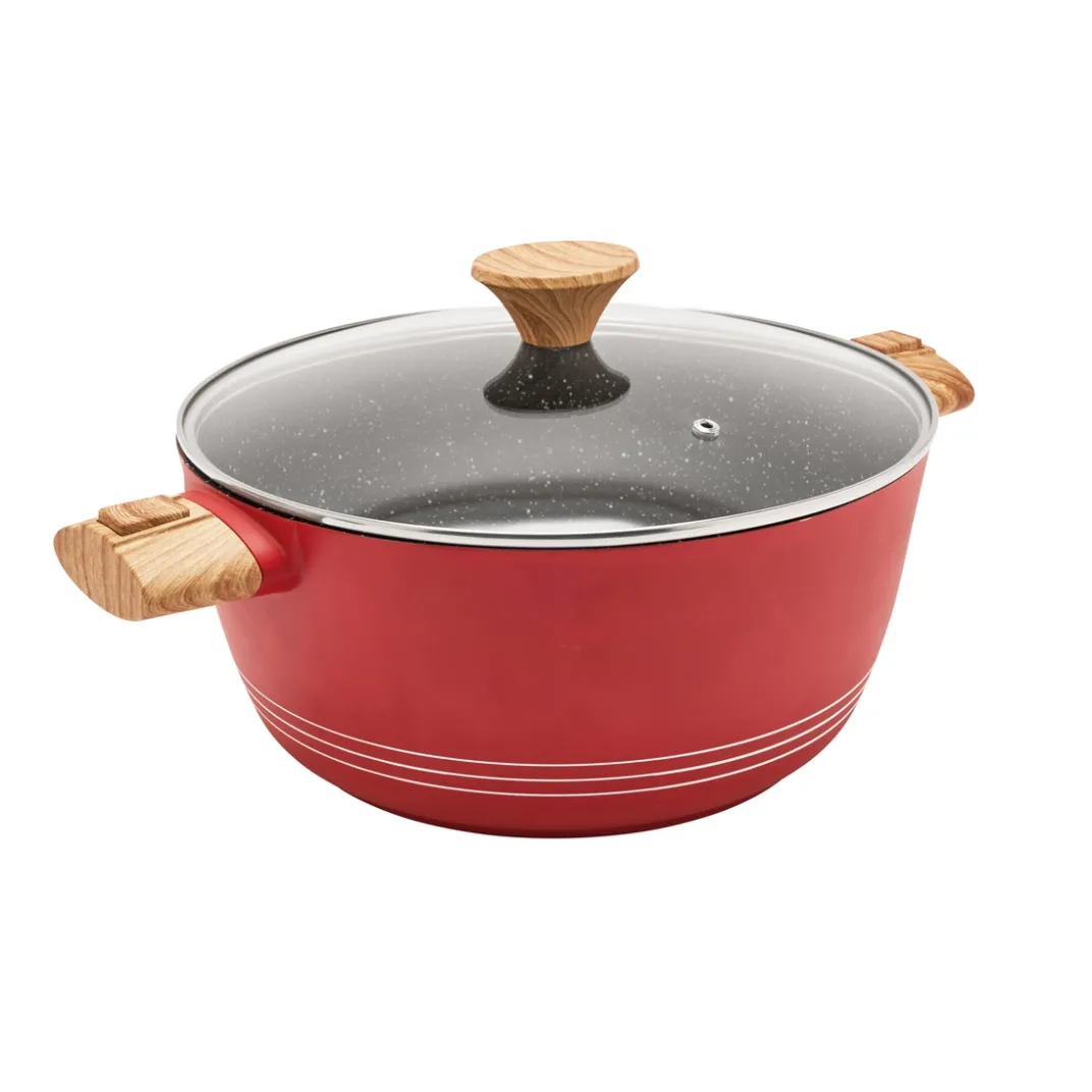 Cuisson Et Accessoires-Tempsl Faitout céramique Rouge diam. 24 cm