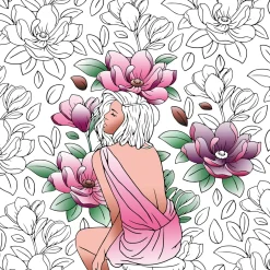 Loisirs Créatifs-Tempsl Grands carrés d'art thérapie Femmes fleurs