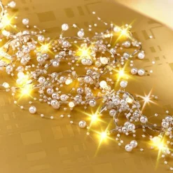 Décorations Intérieures Noël|Table De Noël-Tempsl Guirlande de perles LED