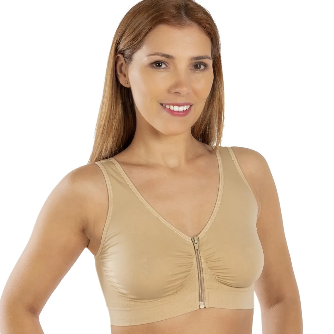 Sous-Vêtements-Tempsl Lot 2 soutiens-gorge confort zippés 1 blanc + 1 beige - taille M