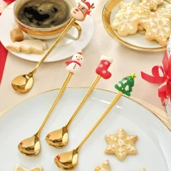 Table De Noël|Art De La Table-Tempsl Lot de 4 cuillères de Noël