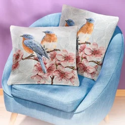 Décorations-Tempsl Lot de 2 housses coussin oiseau bleu