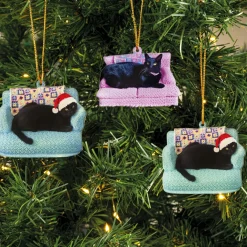 Décorations Intérieures Noël|Décorations-Tempsl Lot de 3 suspensions chats couchés