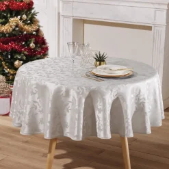 Table De Noël|Art De La Table-Tempsl Nappe irisée ronde - Grise (180 cm)