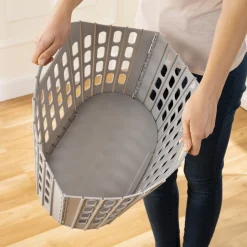 Housses Et Accessoires De Rangement-Tempsl Panier à linge pliable gris