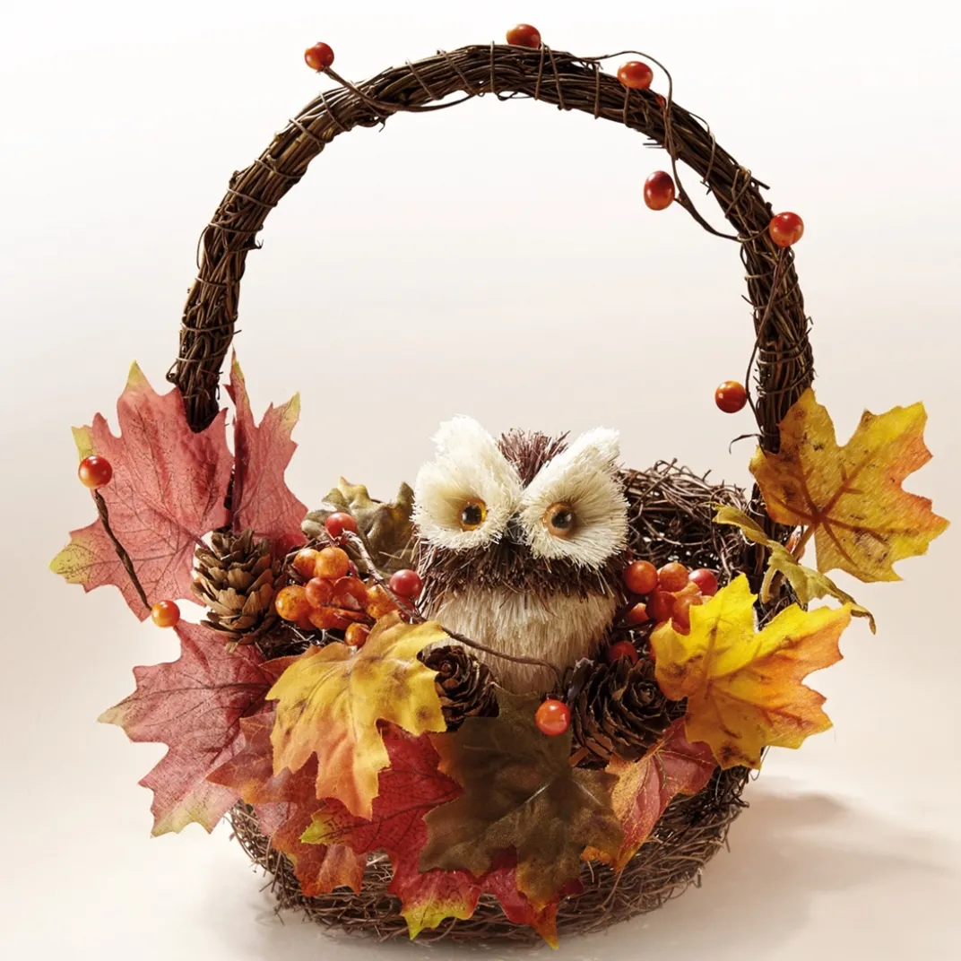 Décorations-Tempsl Panier d'automne chouette