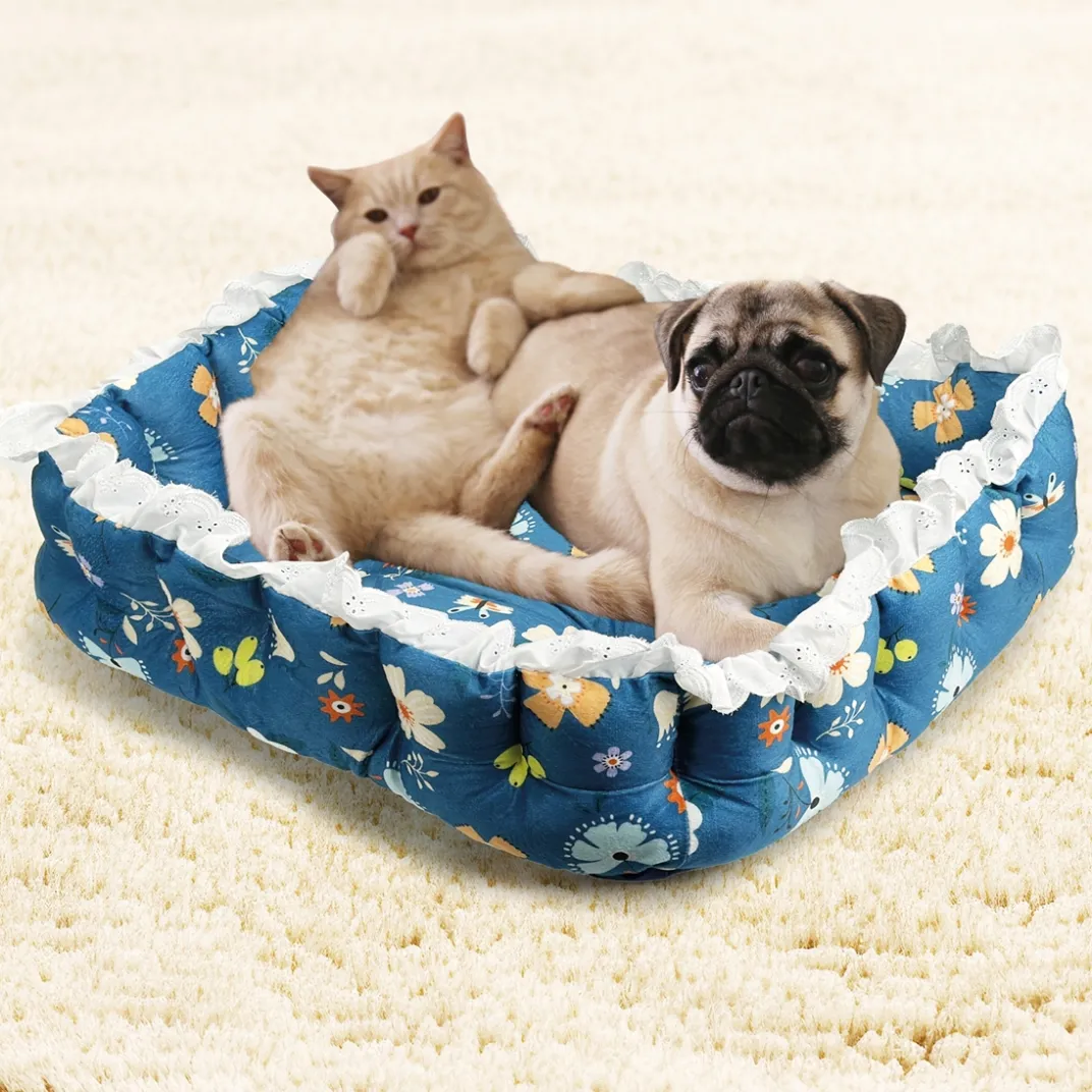 Accessoires Animaux-Tempsl Panier galon motif fleurs