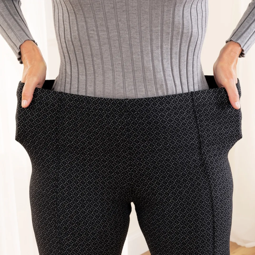 Vêtements-Tempsl Pantalon jacquard noir ou gris