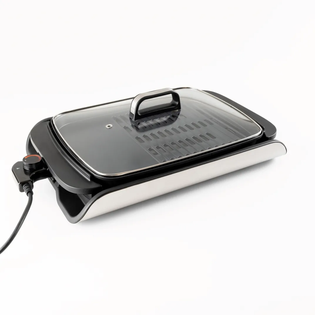 Cuisson Et Accessoires-Tempsl Plancha grill avec couvercle