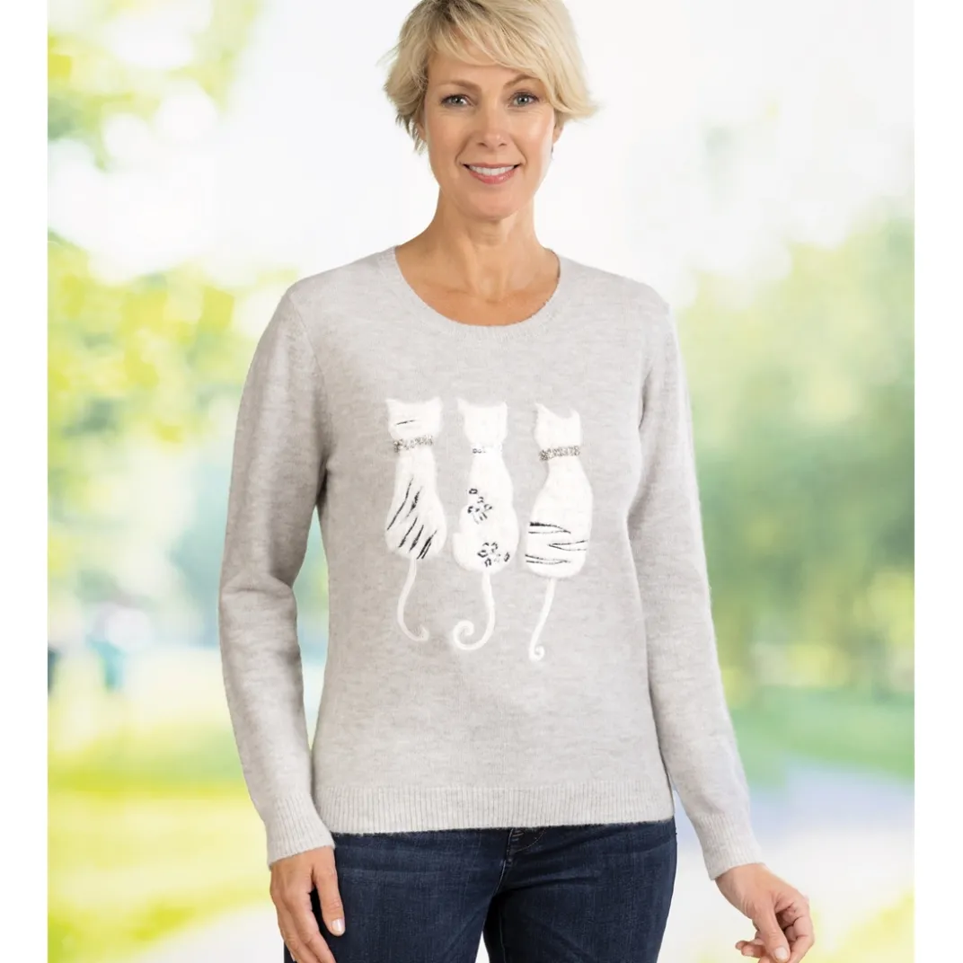 Idées Cadeaux Noël|Vêtements-Tempsl Pull chat gris