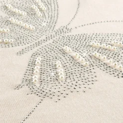 Vêtements-Tempsl Pull papillon strass et perles écru