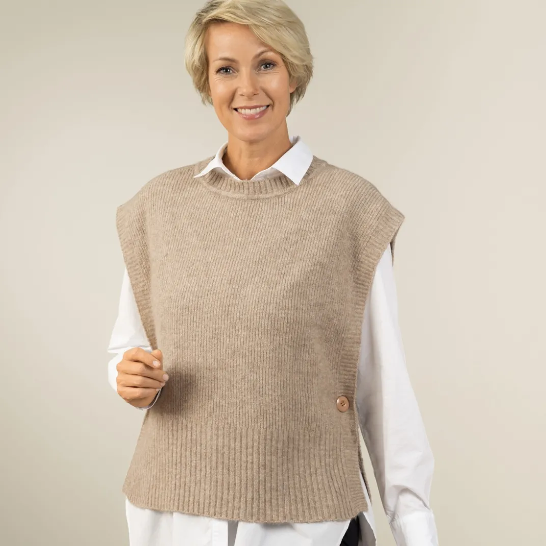 Vêtements-Tempsl Pull poncho beige