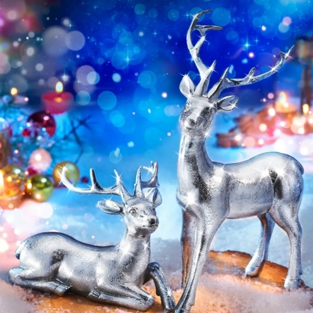 Décorations Intérieures Noël|Décorations-Tempsl Renne argenté couché ou debout