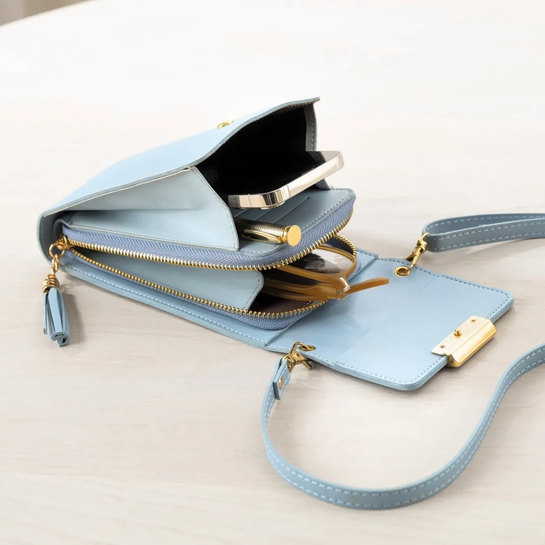 Sacs, Bijoux Et Accessoires-Tempsl Sac pochette pompon bleu