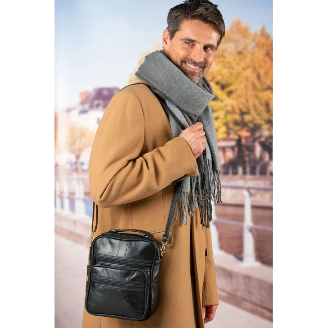 Sacs, Bijoux Et Accessoires-Tempsl Sacoche homme cuir noir