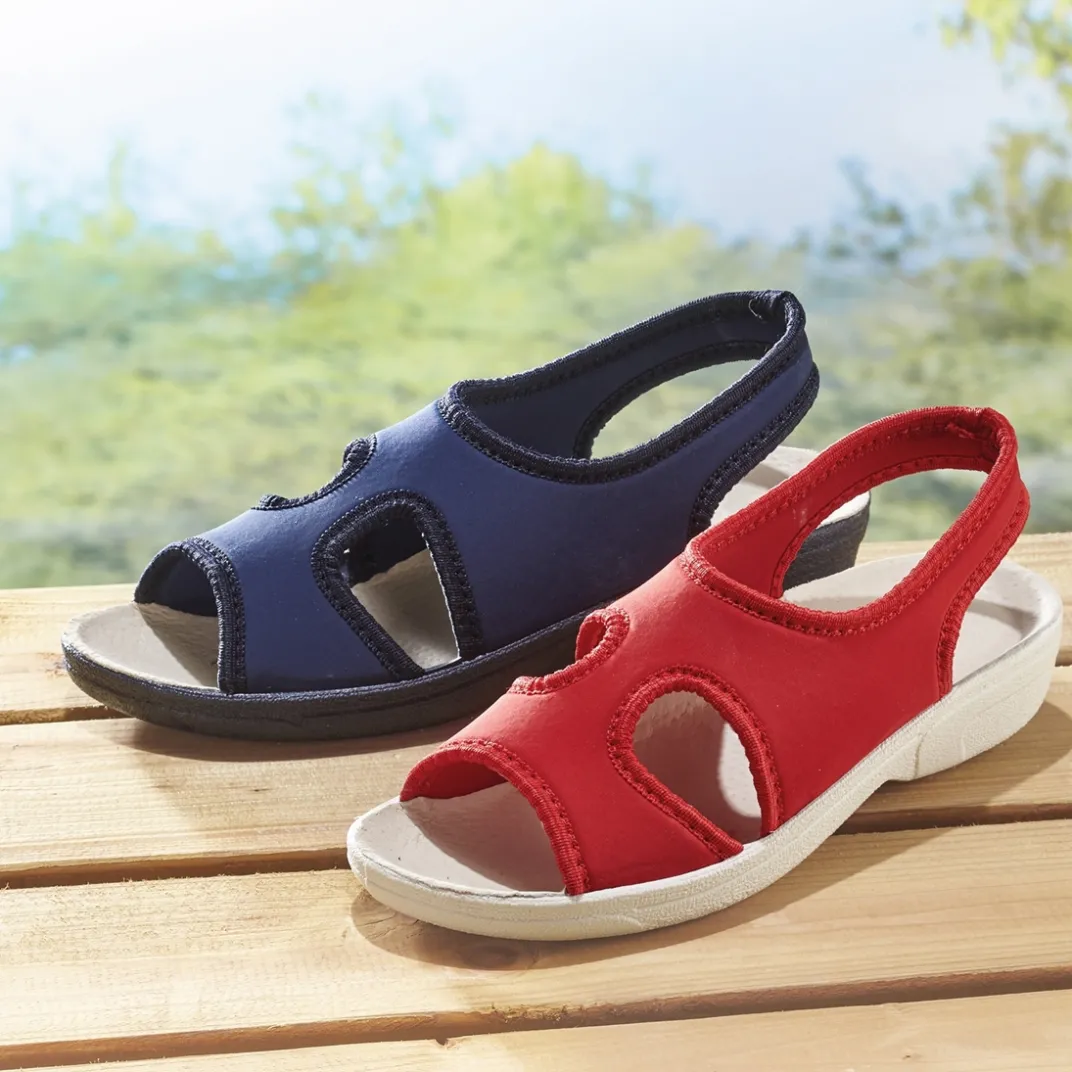 Chaussures, Chaussons Et Accessoires-Tempsl Sandales extensibles fleuri, rouge ou marine