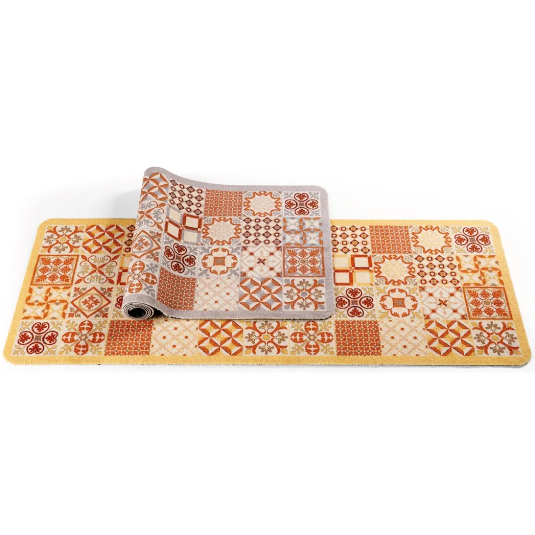 Décorations Cuisine-Tempsl Tapis carreaux de ciment gris 45 x 120 cm