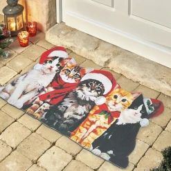 Décorations Intérieures Noël|Décorations-Tempsl Tapis d'extérieur Chats de Noël