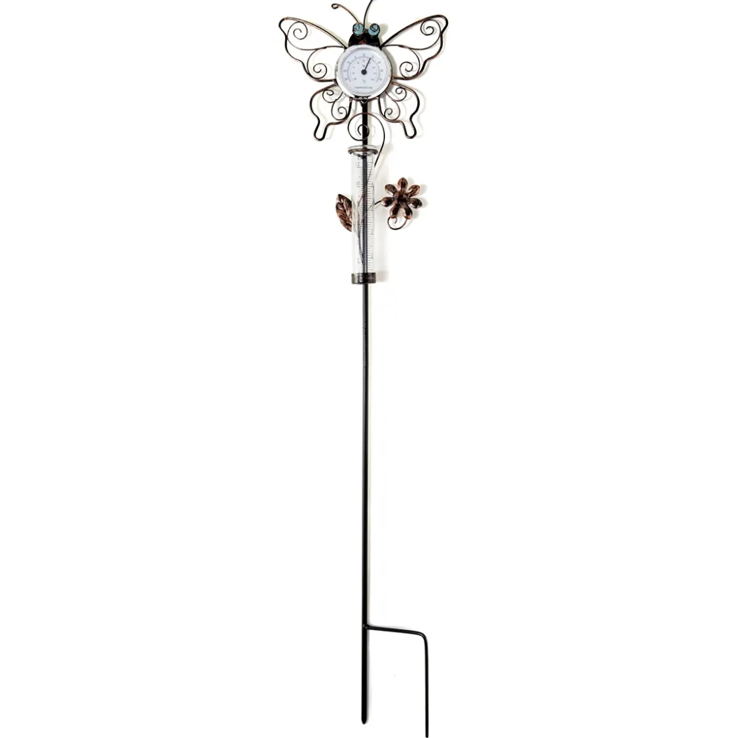 Décorations Jardin Et Extérieur-Tempsl Thermomètre/pluviomètre papillons arabesques