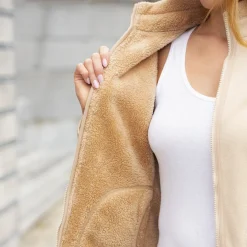 Vêtements-Tempsl Veste zippée chaude beige