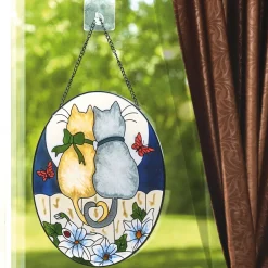 Décorations-Tempsl Vitrail chat